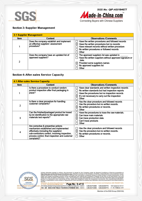 Gestión de proveedores SGS