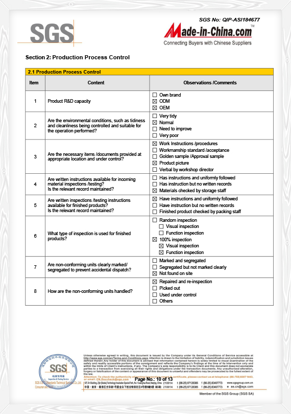 Control de procesos SGS